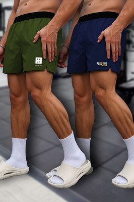 CULISH Solid Men Green, Dark Blue Gym Shorts, Running Shorts, Sports Shorts