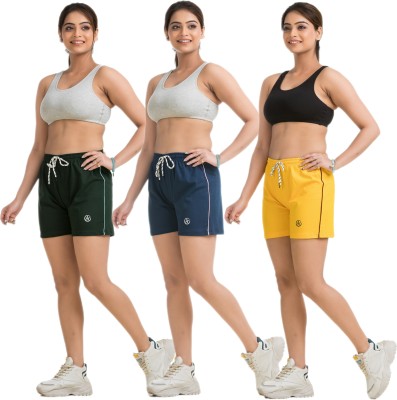 STYLE AK Solid Women Green, Blue, Gold Regular Shorts