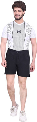 Saran Fashion Solid Men Black Regular Shorts