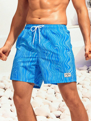 RIDHUDEE Printed Men Light Blue Beach Shorts