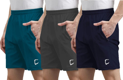 CRAVVEN Solid Men Multicolor Sports Shorts