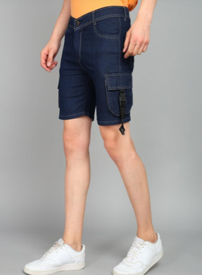 Linaria Solid Men Denim Dark Blue Denim Shorts