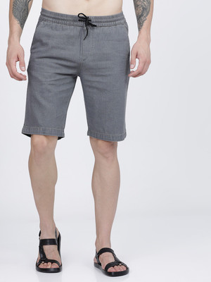 HIGHLANDER Solid Men Grey Denim Shorts