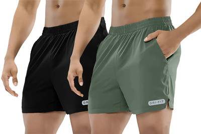 PRABAHA Solid Men Black, Green Regular Shorts