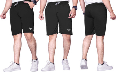 PTELRA Printed Men Black Basic Shorts