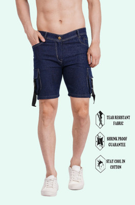 Misony Solid Men Denim Dark Blue Denim Shorts