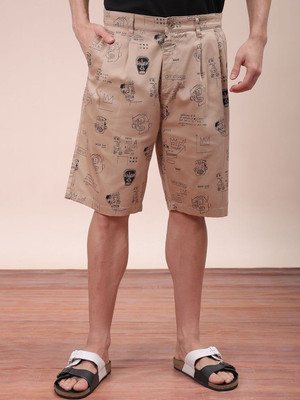 The Indian Garage Co. Printed Men Beige Casual Shorts