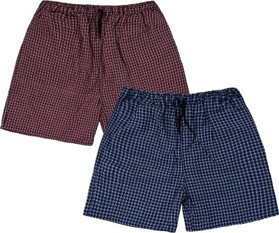 JOYERIA FASHIONS Checkered Men Red, Blue Bermuda Shorts, Regular Shorts