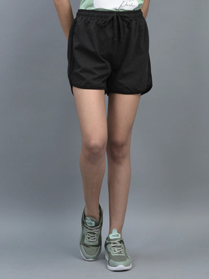 Dollar Solid Women Black Sports Shorts