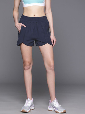 HRX by Hrithik Roshan Solid Women Reversible Dark Blue Regular Shorts