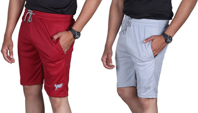Anjaneya Solid Men Red, White Regular Shorts
