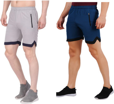 Blacktail Solid Men Grey, Blue Sports Shorts