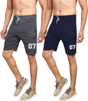 AMAZEE Solid Men Grey, Blue Sports Shorts