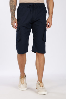 24 Street Solid Men Blue Casual Shorts