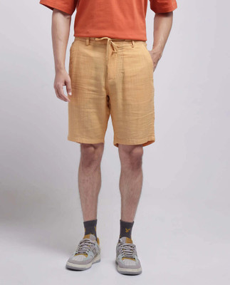 RARE RABBIT Solid Men Yellow Casual Shorts