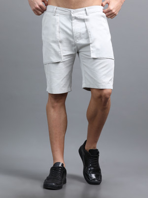 Paul Street Solid Men Silver Casual Shorts