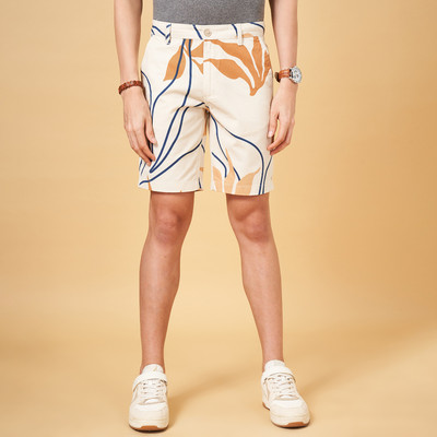 Urban Ranger by Pantaloons Printed Men White Basic Shorts