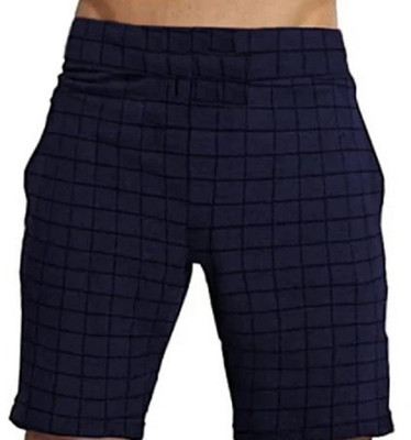 MRB Checkered Men Blue Regular Shorts