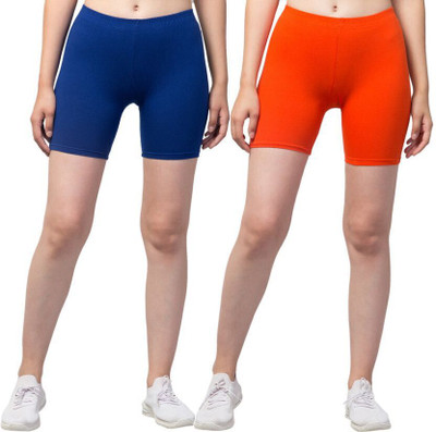 HiRRuX Solid Women Dark Blue, Orange Regular Shorts, Night Shorts, Basic Shorts, Casual Shorts
