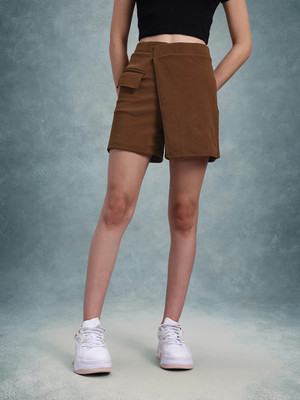 CHEMISTRY Solid Women Brown Skort