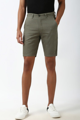 PETER ENGLAND Printed Men Green Regular Shorts