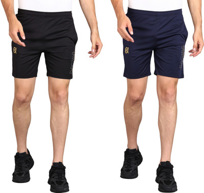 Moda Rapido Printed Men Black, Dark Blue Sports Shorts, Gym Shorts, Regular Shorts