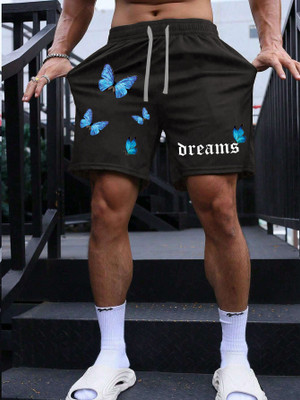 Manlino Graphic Print Men Black Basic Shorts