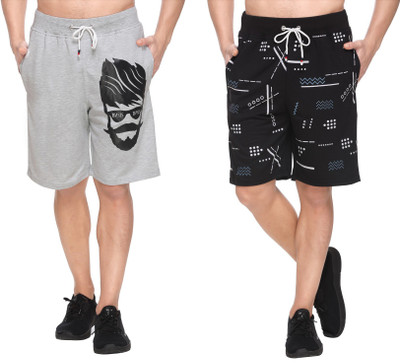 Basis Printed Men Black, Grey Basic Shorts