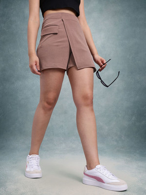 Roadster Solid Women Brown Regular Shorts