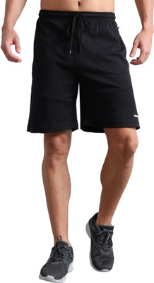 SYNCO Solid Men Black Gym Shorts