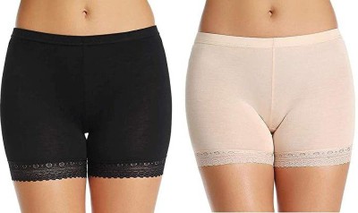 Harshraj Solid Women Black, Beige Cycling Shorts