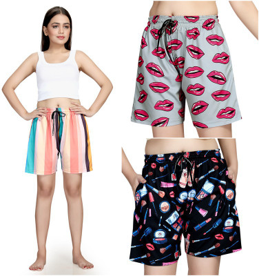 Exitro Printed Women Multicolor Night Shorts