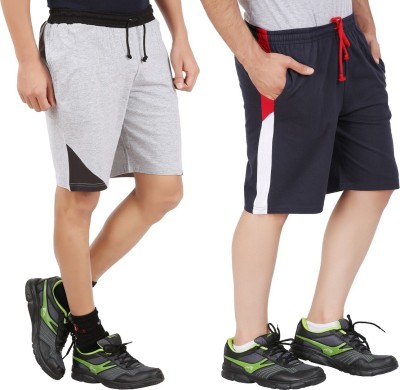 Trendolo Color Block Men Dark Blue, Grey Sports Shorts