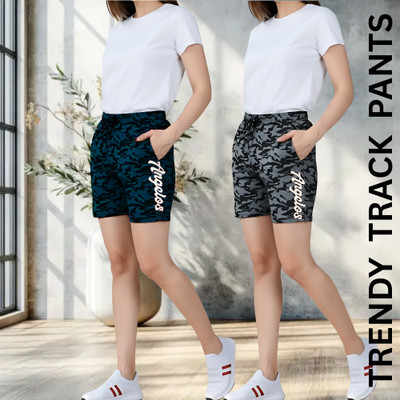 tthe dreams Printed Women Black, Grey Regular Shorts