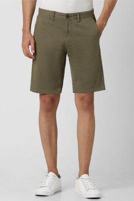 PETER ENGLAND Solid Men Green Regular Shorts