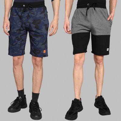 GYRFALCON Military Camouflage Men Grey, Blue Casual Shorts