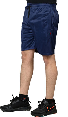 LS SPORTS Solid Men Blue Regular Shorts