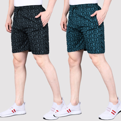 RK Costing Printed Men Black, Blue Regular Shorts