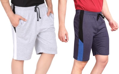 GLAMPANDA Solid Men Grey, Light Blue Casual Shorts