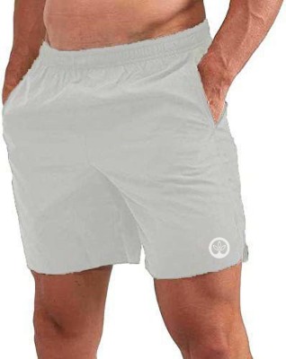 Shine N Show Solid Men White Sports Shorts