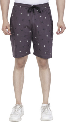 NEWZY Printed Men Dark Grey Basic Shorts