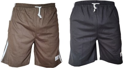 adibaba Solid Men Brown, Black Bermuda Shorts