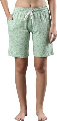 femmora Geometric Print Women Green Basic Shorts