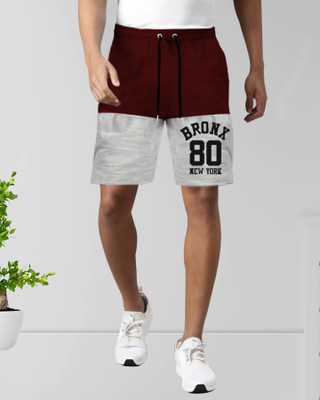 JUGULAR Color Block Men Maroon, Grey Casual Shorts