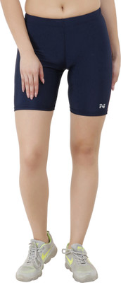 NINQ Solid Women Dark Blue Compression Shorts