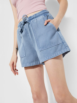 MAX Solid Women Blue Denim Shorts