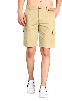 Tim Paris Solid Men Beige Chino Shorts