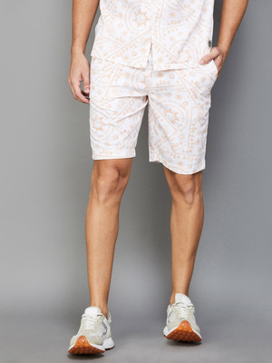 SmileyWorld Printed Men White Basic Shorts