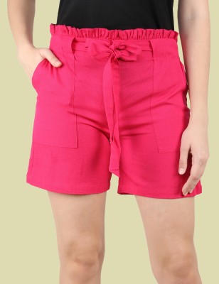 Me Craft Solid Women Pink Regular Shorts