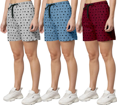 HIYAFAB Printed Women Multicolor Regular Shorts